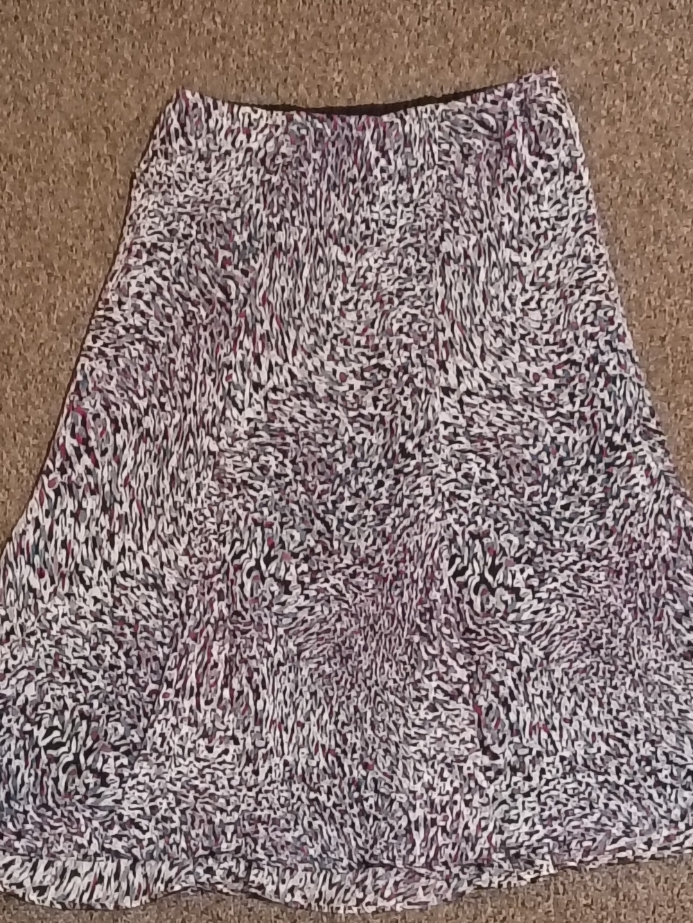 East 5th A-Line Skirt in White, Black and Pink / Purple Speckle